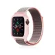 Apple Watch 38mm Hasırlı Cırtcırtlı Kasalı Kordon - Pembe