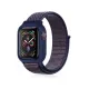 Apple Watch 38mm Hasırlı Cırtcırtlı Kasalı Kordon - Lacivert-Mürdüm