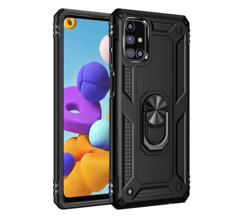 Samsung Galaxy M31S Kılıf Sofya Yüzüklü Silikon Kapak - Siyah