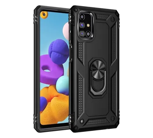 Samsung Galaxy M31S Kılıf Sofya Yüzüklü Silikon Kapak - Siyah