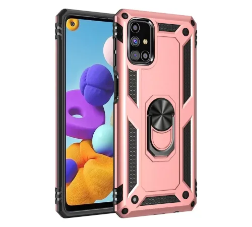 Samsung Galaxy M31S Kılıf Sofya Yüzüklü Silikon Kapak - Rose