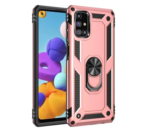 Samsung Galaxy M31S Kılıf Sofya Yüzüklü Silikon Kapak - Rose
