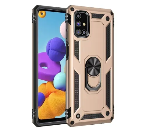 Samsung Galaxy M31S Kılıf Sofya Yüzüklü Silikon Kapak - Gold