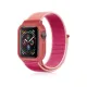 Apple Watch 42mm Hasırlı Cırtcırtlı Kasalı Kordon - Pudra