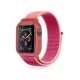 Apple Watch 42mm Hasırlı Cırtcırtlı Kasalı Kordon - Pudra