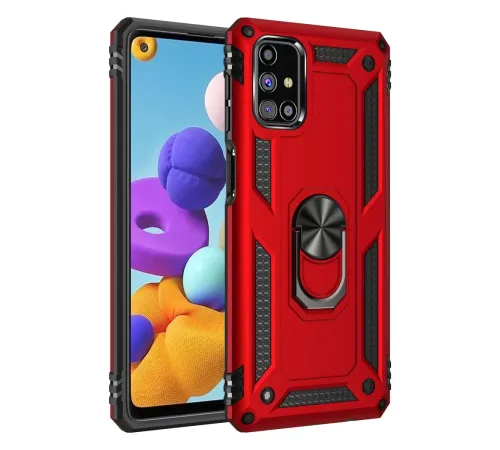 Samsung Galaxy M31S Kılıf Sofya Yüzüklü Silikon Kapak - Kırmızı