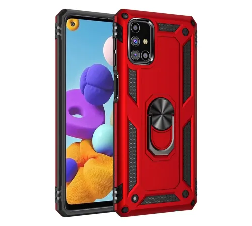 Samsung Galaxy M31S Kılıf Sofya Yüzüklü Silikon Kapak - Kırmızı