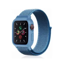 Apple Watch 42mm Hasırlı Cırtcırtlı Kasalı Kordon - Mavi