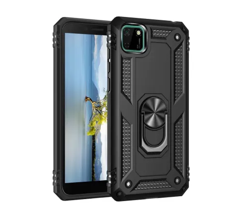 Huawei Y5P Kılıf Sofya Yüzüklü Silikon Kapak - Siyah