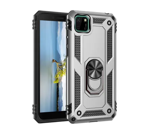 Huawei Y5P Kılıf Sofya Yüzüklü Silikon Kapak - Gümüş