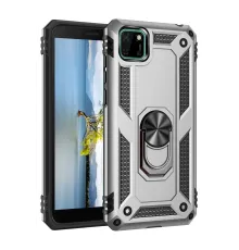 Huawei Y5P Kılıf Sofya Yüzüklü Silikon Kapak - Gümüş