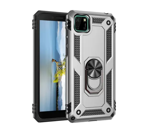 Huawei Y5P Kılıf Sofya Yüzüklü Silikon Kapak - Gümüş