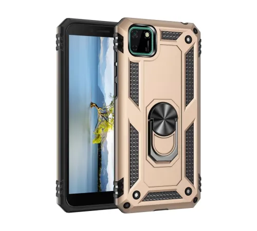 Huawei Y5P Kılıf Sofya Yüzüklü Silikon Kapak - Gold
