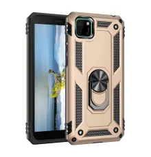Huawei Y5P Kılıf Sofya Yüzüklü Silikon Kapak - Gold