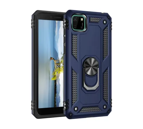 Huawei Y5P Kılıf Sofya Yüzüklü Silikon Kapak - Lacivert