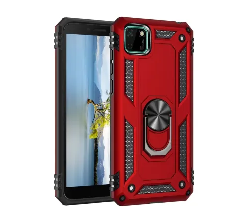 Huawei Y5P Kılıf Sofya Yüzüklü Silikon Kapak - Kırmızı