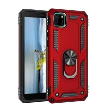 Huawei Y5P Kılıf Sofya Yüzüklü Silikon Kapak - Kırmızı