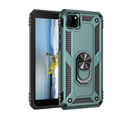 Huawei Y5P Kılıf Sofya Yüzüklü Silikon Kapak - Yeşil