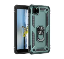 Huawei Y5P Kılıf Sofya Yüzüklü Silikon Kapak - Yeşil