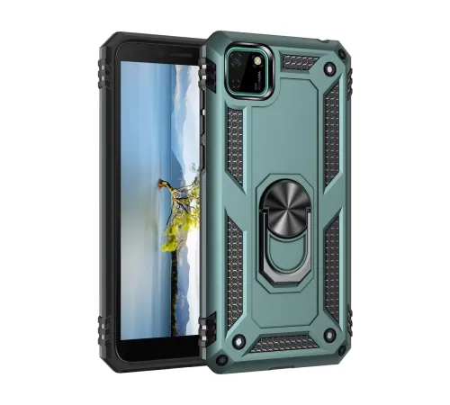 Huawei Y5P Kılıf Sofya Yüzüklü Silikon Kapak - Yeşil