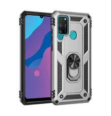 Huawei Y6P Kılıf Sofya Yüzüklü Silikon Kapak - Gümüş