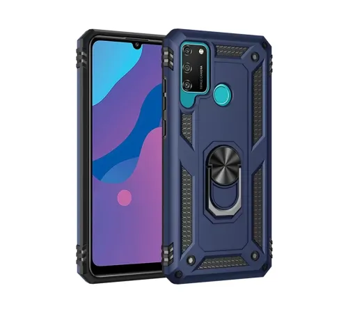 Huawei Y6P Kılıf Sofya Yüzüklü Silikon Kapak - Lacivert