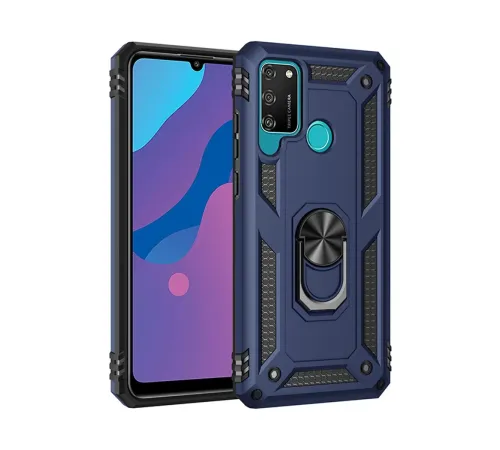 Huawei Y6P Kılıf Sofya Yüzüklü Silikon Kapak - Lacivert