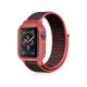 Apple Watch 42mm Hasırlı Cırtcırtlı Kasalı Kordon - Siyah-Pembe