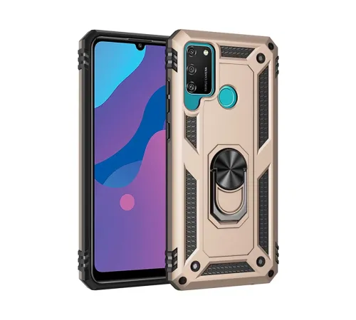 Huawei Y6P Kılıf Sofya Yüzüklü Silikon Kapak - Gold