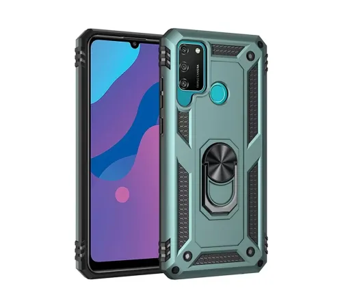 Huawei Y6P Kılıf Sofya Yüzüklü Silikon Kapak - Yeşil
