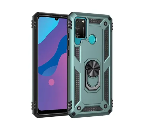 Huawei Y6P Kılıf Sofya Yüzüklü Silikon Kapak - Yeşil