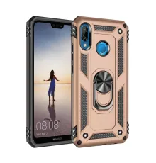 Huawei P20 Lite Kılıf Sofya Yüzüklü Silikon Kapak - Gold