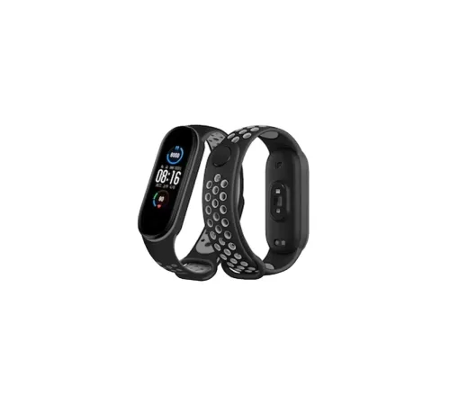 Xiaomi Mi Band 6 Spor Delikli Kordon - Siyah-Gri