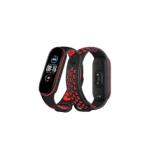 Xiaomi Mi Band 6 Spor Delikli Kordon - Siyah-Kırmızı