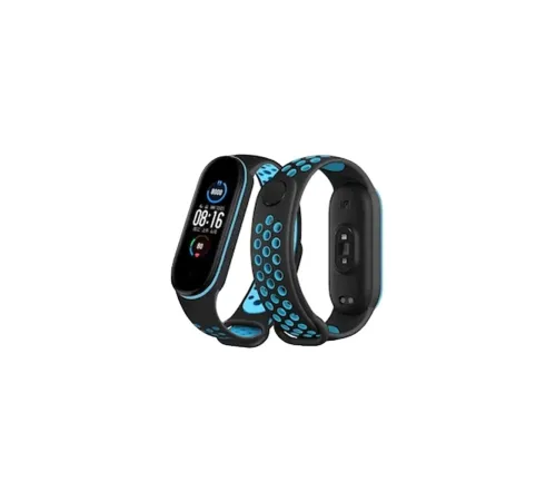 Xiaomi Mi Band 6 Spor Delikli Kordon - Siyah-Mavi