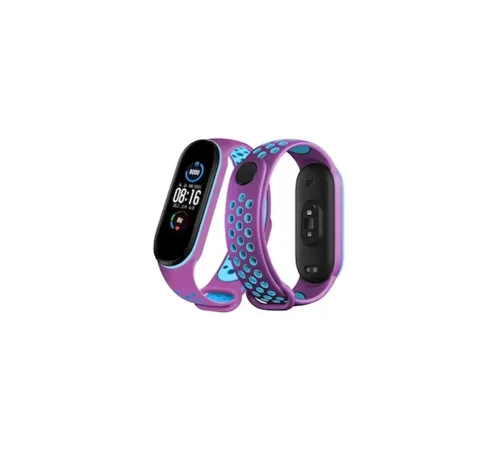 Xiaomi Mi Band 6 Spor Delikli Kordon - Mor-Mavi