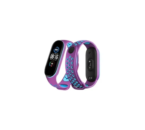Xiaomi Mi Band 6 Spor Delikli Kordon - Mor-Mavi
