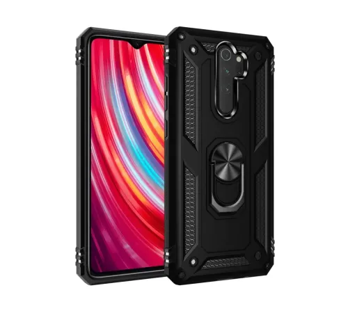 Xiaomi Redmi Note 8 Pro Kılıf Sofya Yüzüklü Silikon Kapak - Siyah