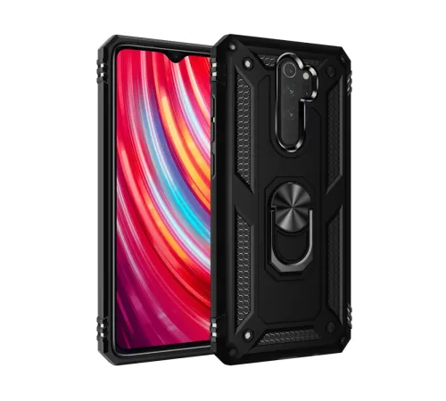 Xiaomi Redmi Note 8 Pro Kılıf Sofya Yüzüklü Silikon Kapak - Siyah