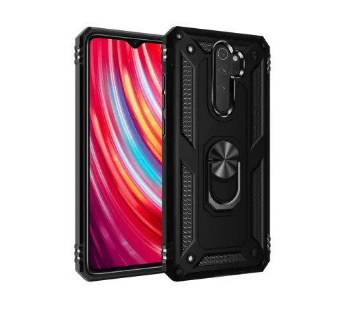 Xiaomi Redmi Note 8 Pro Kılıf Sofya Yüzüklü Silikon Kapak - Siyah