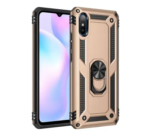 Xiaomi Redmi 9A Kılıf Sofya Yüzüklü Silikon Kapak - Gold