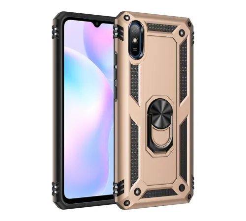 Xiaomi Redmi 9A Kılıf Sofya Yüzüklü Silikon Kapak - Gold