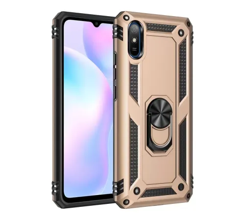 Xiaomi Redmi 9A Kılıf Sofya Yüzüklü Silikon Kapak - Gold
