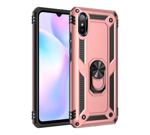 Xiaomi Redmi 9A Kılıf Sofya Yüzüklü Silikon Kapak - Rose