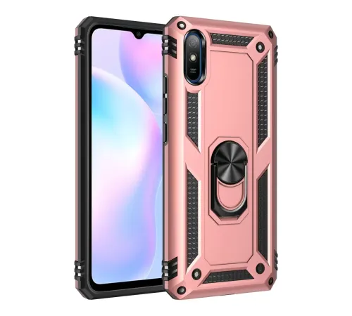 Xiaomi Redmi 9A Kılıf Sofya Yüzüklü Silikon Kapak - Rose