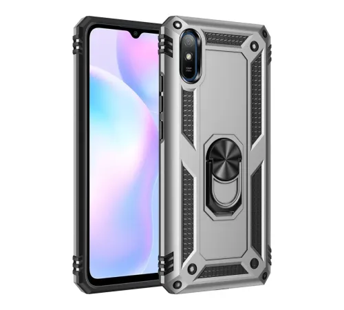 Xiaomi Redmi 9A Kılıf Sofya Yüzüklü Silikon Kapak - Gümüş