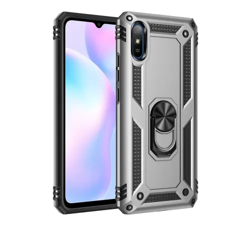 Xiaomi Redmi 9A Kılıf Sofya Yüzüklü Silikon Kapak - Gümüş