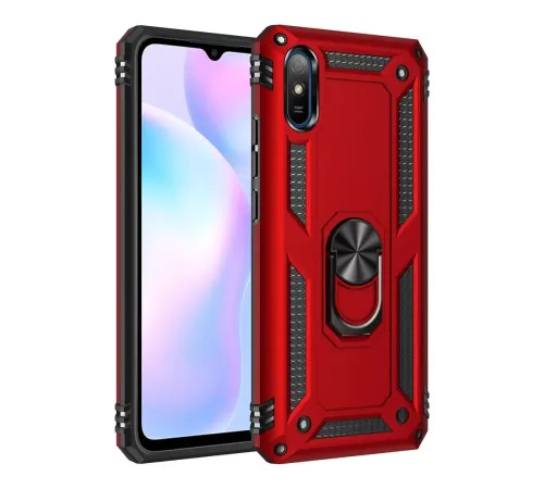 Xiaomi Redmi 9A Kılıf Sofya Yüzüklü Silikon Kapak - Kırmızı