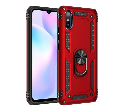 Xiaomi Redmi 9A Kılıf Sofya Yüzüklü Silikon Kapak - Kırmızı