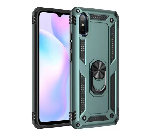Xiaomi Redmi 9A Kılıf Sofya Yüzüklü Silikon Kapak - Yeşil
